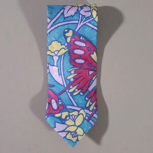 Tino Cosma Tie Mens OS Blue Butterfly Floral Art Nouveau Silk Fifth Avenue